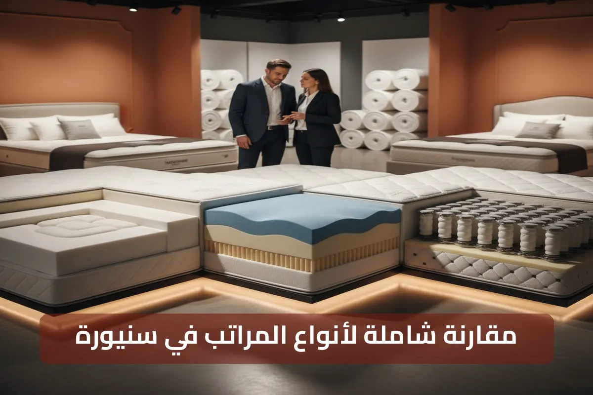 مقارنة شاملة بين أنواع المراتب في سنيورة ياتك: دليلك لاختيار نوم مثالي 2026